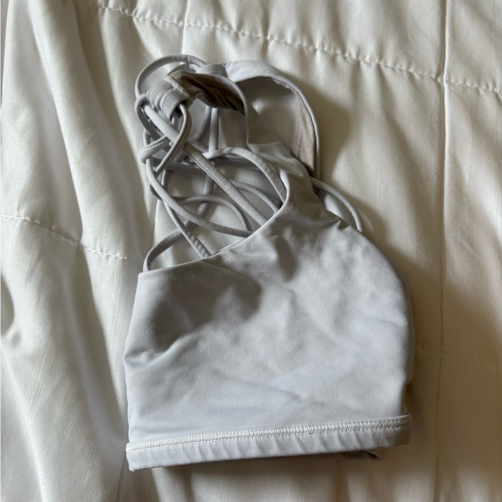 Strappy Light Gray Sports Bra - lightly worn